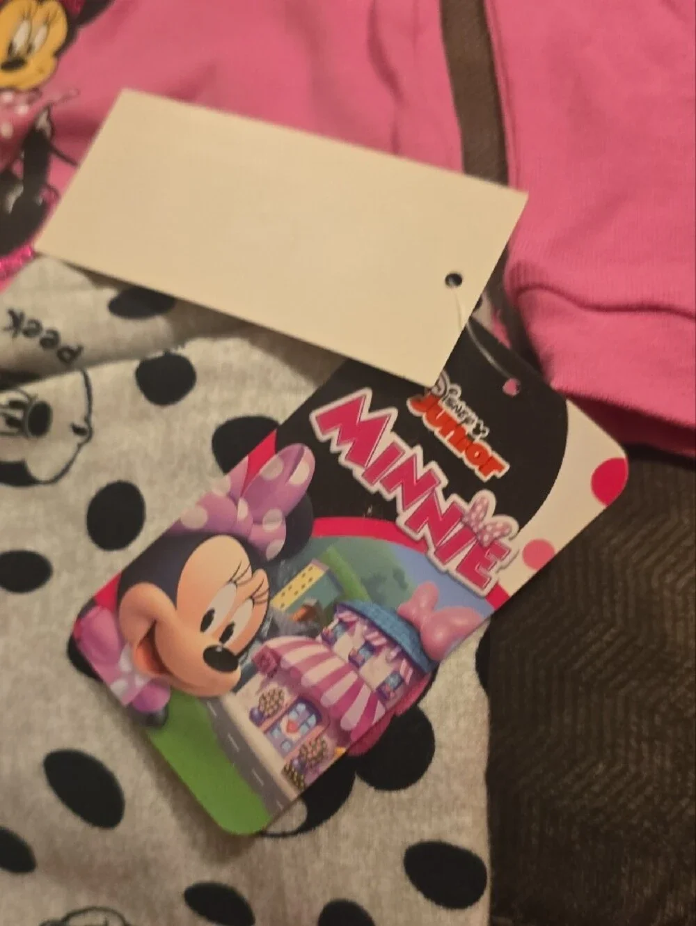 Disney Pink Minnie Mouse Girls Pajama Set with Polka Dot Leggings